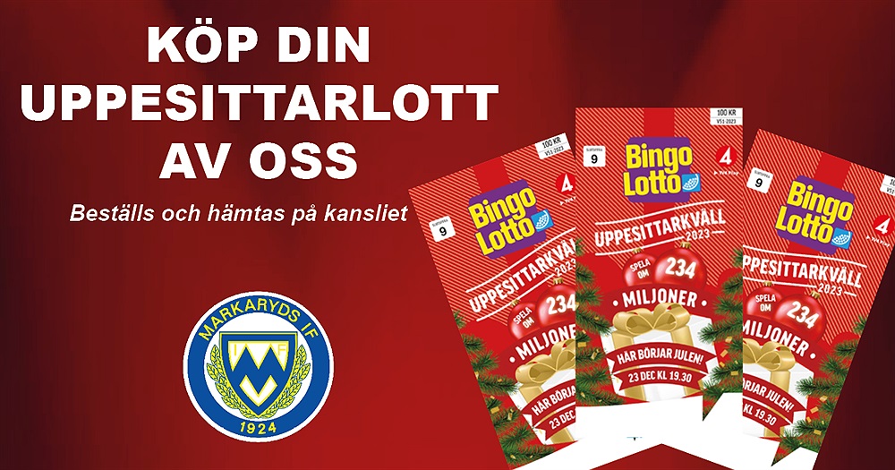 Bingolotto Uppesittarkväll 23 dec 2023 / Markaryds IF Svenskalag.se